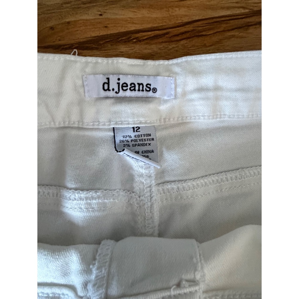 d.jeans Womens White Straight Leg Denim Jeans Size 12 Stretch Five Pocket - Picture 4 of 9